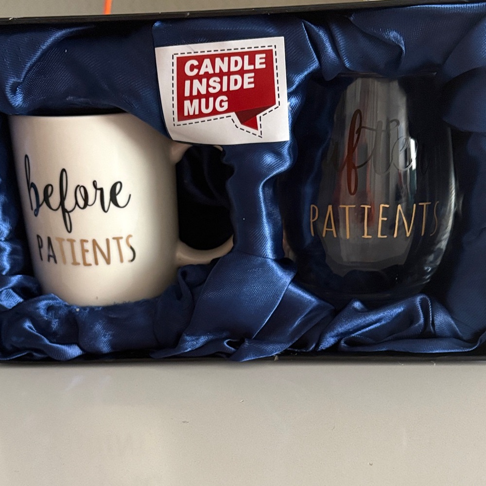 Before & After Patients Ceramic Mug and Glass Set - White and Clear
